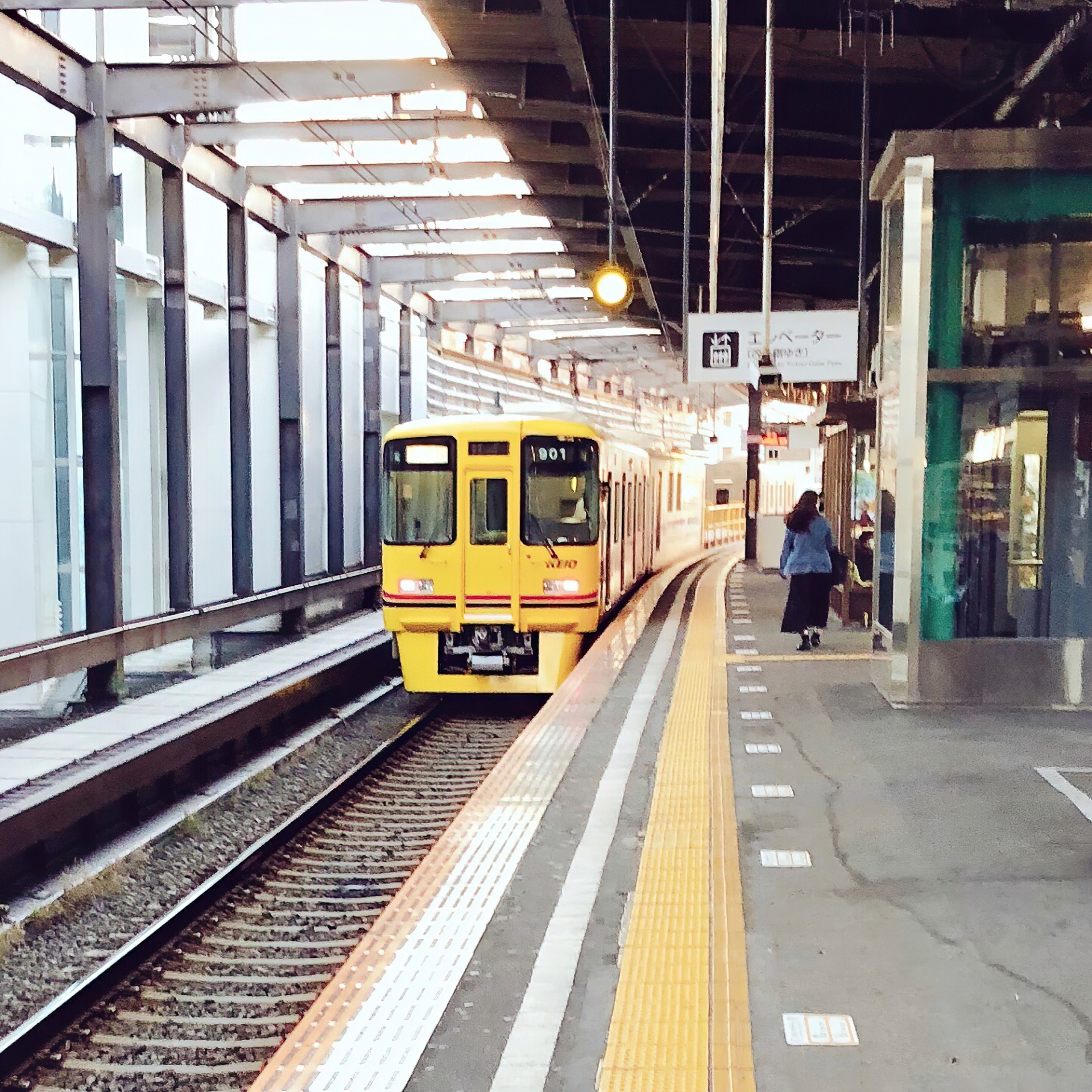 二両編成の黄色い電車